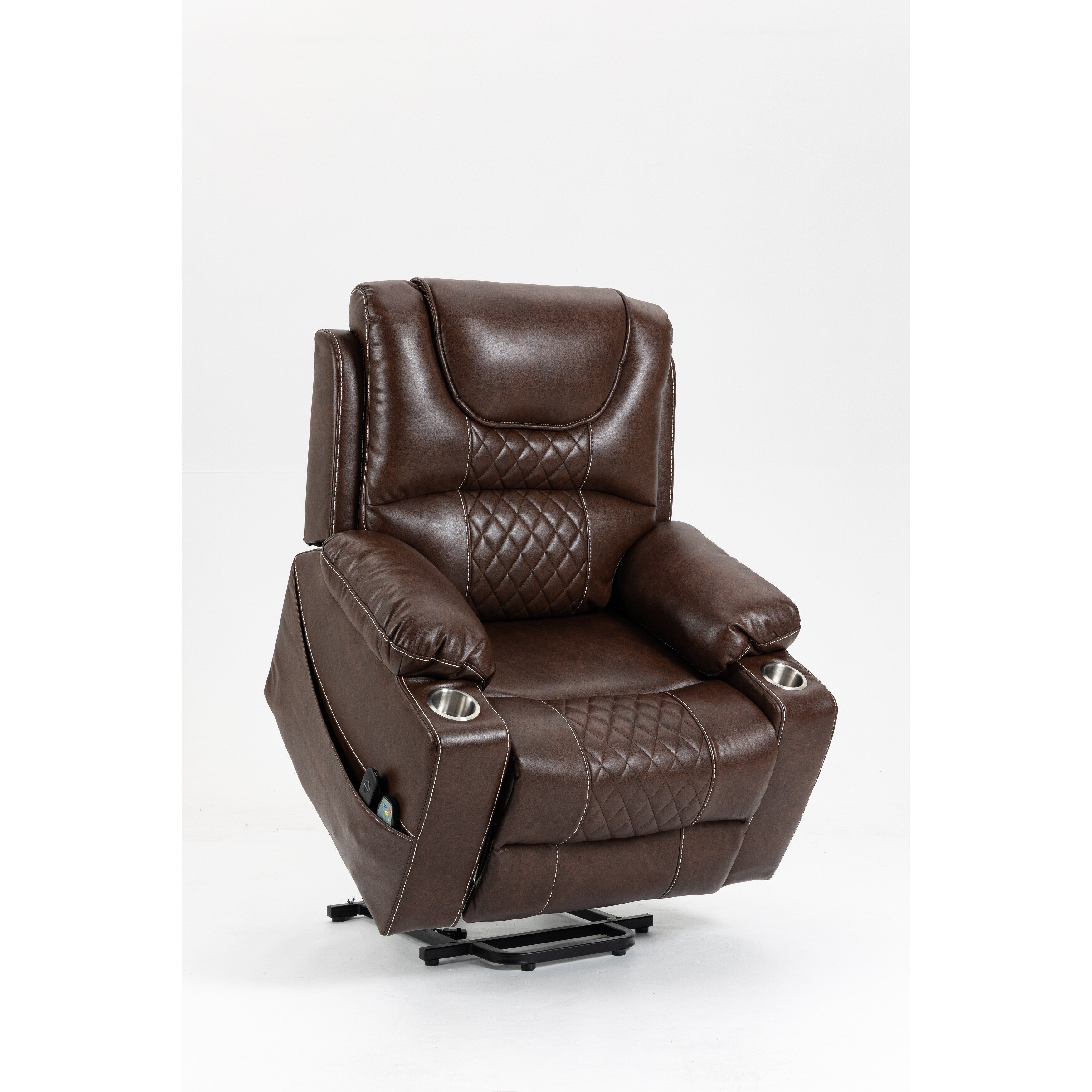 Fauteuil inclinable électrique en cuir avec massage et chauffage