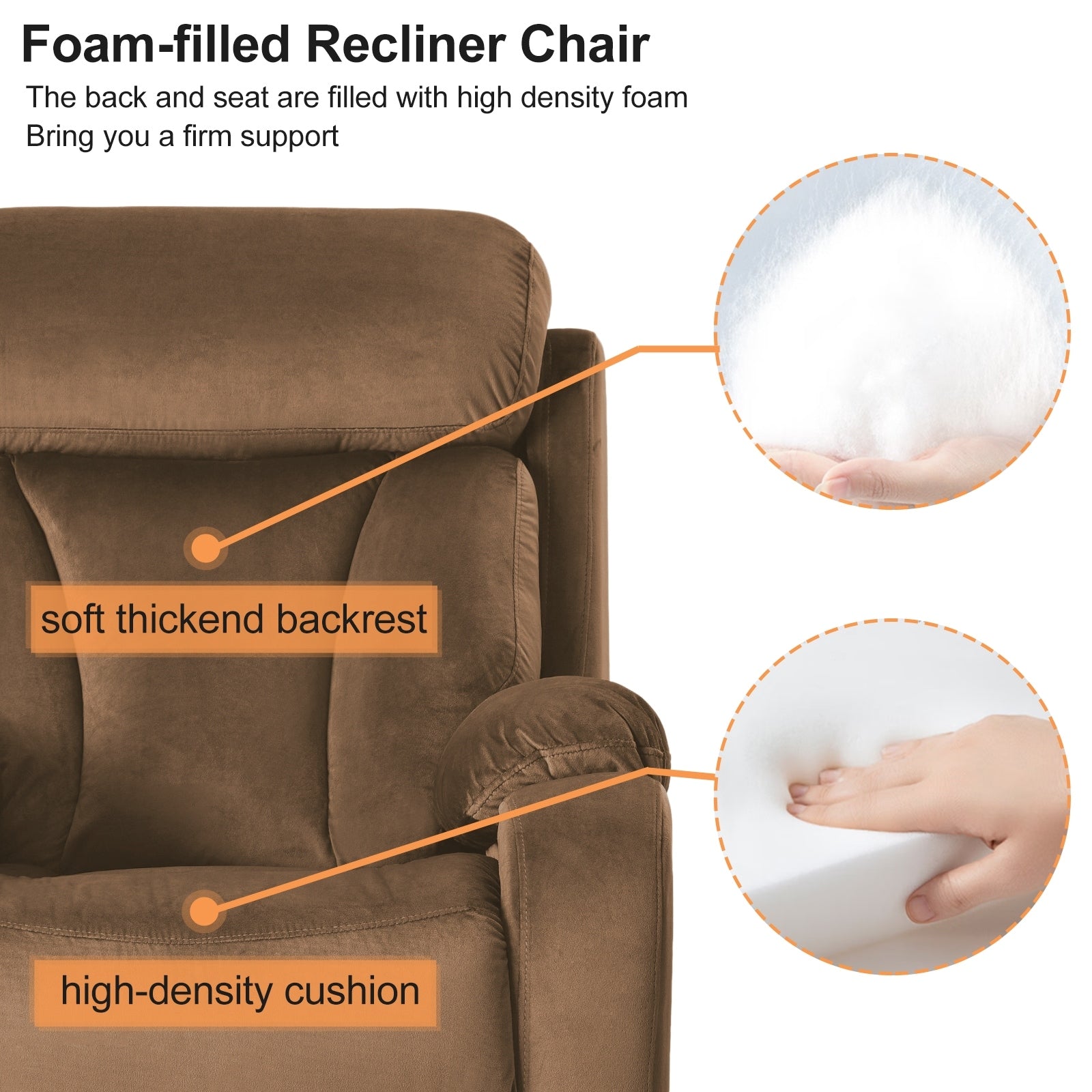 Fauteuil inclinable électrique pour personnes âgées avec télécommande et poche latérale
