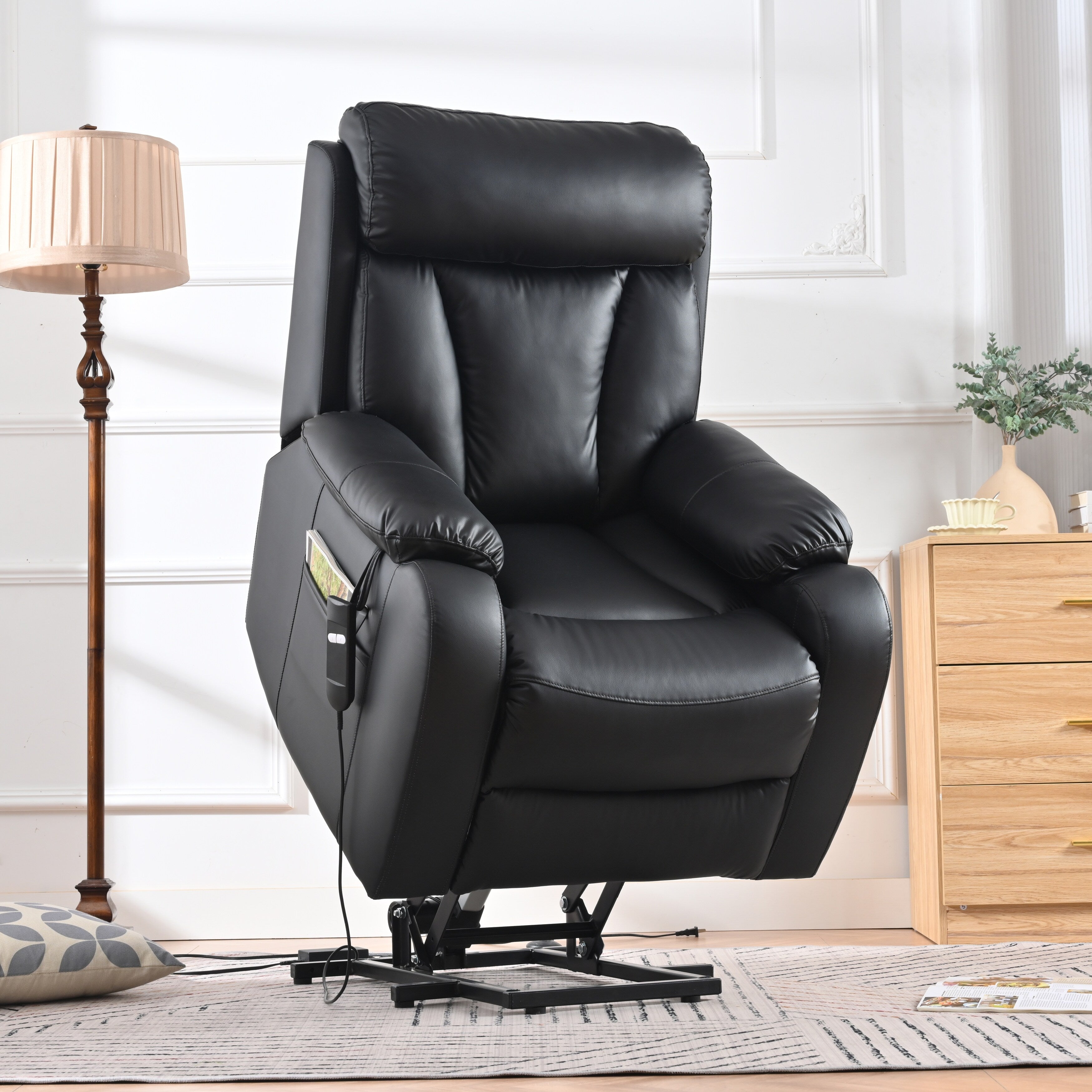 Fauteuil inclinable électrique pour personnes âgées avec télécommande et poche latérale
