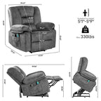 Fauteuil inclinable électrique pour personnes âgées avec massage et chauffage, montage facile, soutien confortable et positions réglables