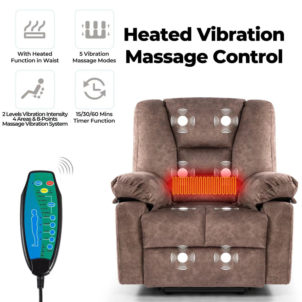 Fauteuil inclinable électrique pour personnes âgées avec massage et chauffage, montage facile, soutien confortable et positions réglables