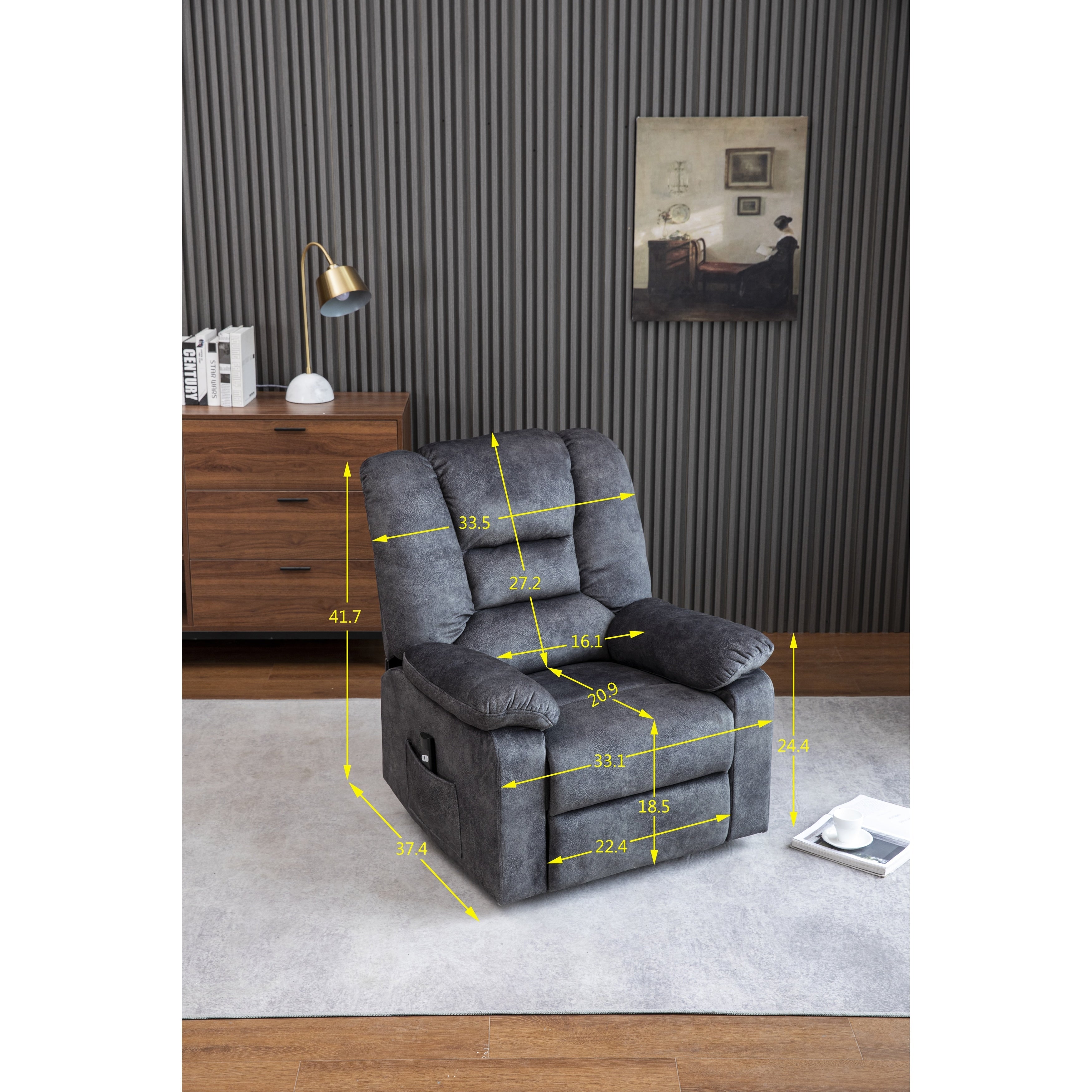 Fauteuil inclinable électrique avec fonction massage et chauffage et port de chargement USB
