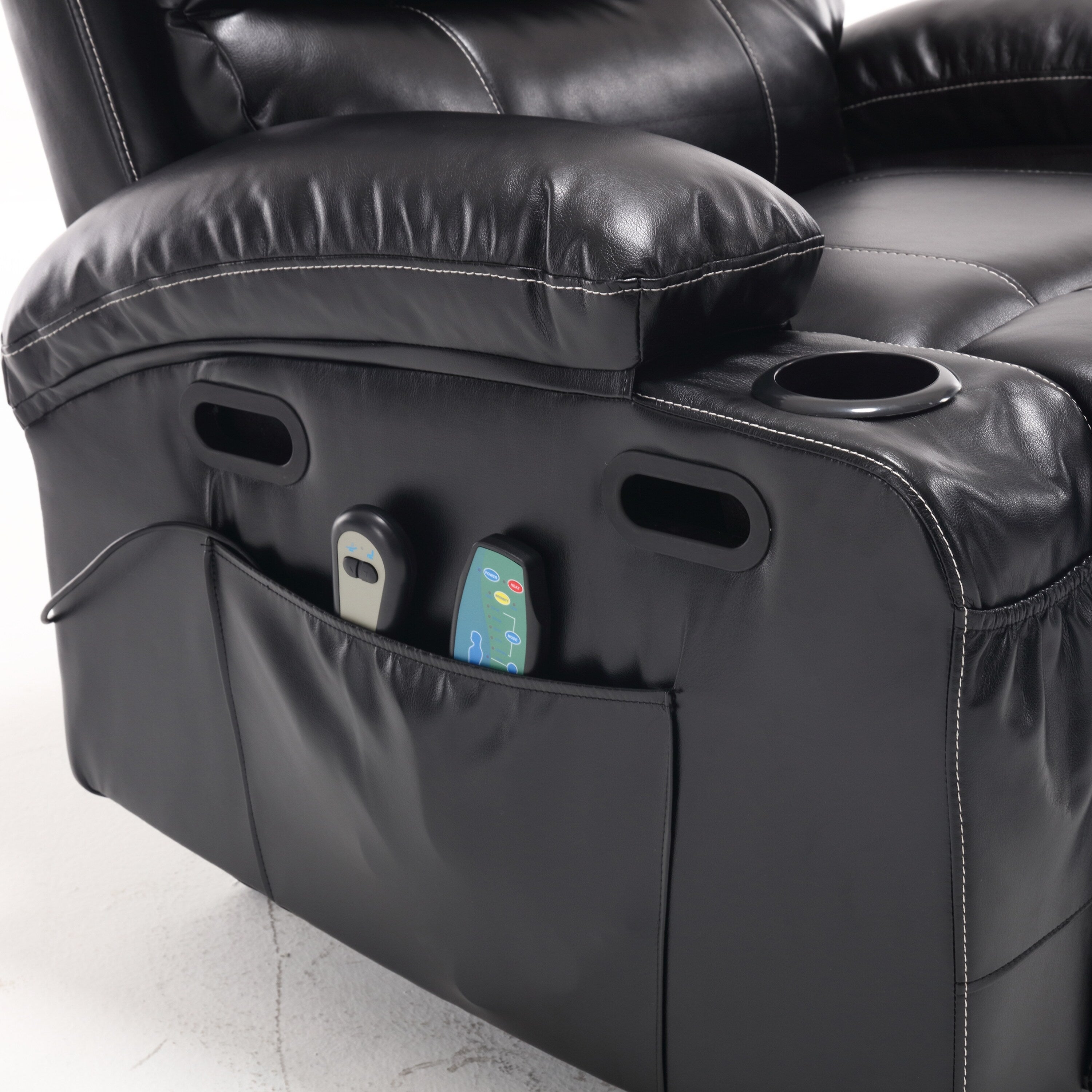 Fauteuil inclinable électrique avec massage par vibrations à 4 directions et chauffage - 5 modes, 2 niveaux d'intensité, 3 réglages de minuterie