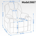 Fauteuil inclinable électrique avec massage en 8 points, chauffage lombaire, double chargement USB et porte-gobelets en acier inoxydable
