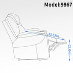 Fauteuil inclinable électrique avec massage en 8 points, chauffage lombaire, double chargement USB et porte-gobelets en acier inoxydable