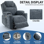 Fauteuil inclinable électrique avec massage en 8 points, chauffage lombaire, double chargement USB et porte-gobelets en acier inoxydable