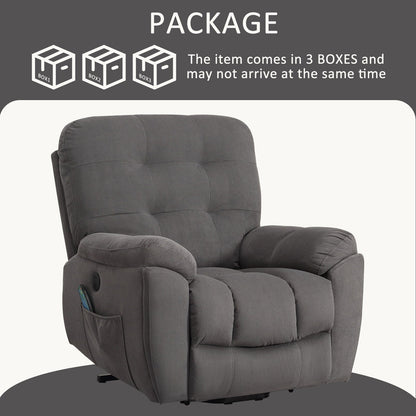 Fauteuil inclinable électrique avec chauffage, massage, port USB, porte-gobelets dissimulés, inclinaison réglable et poches latérales