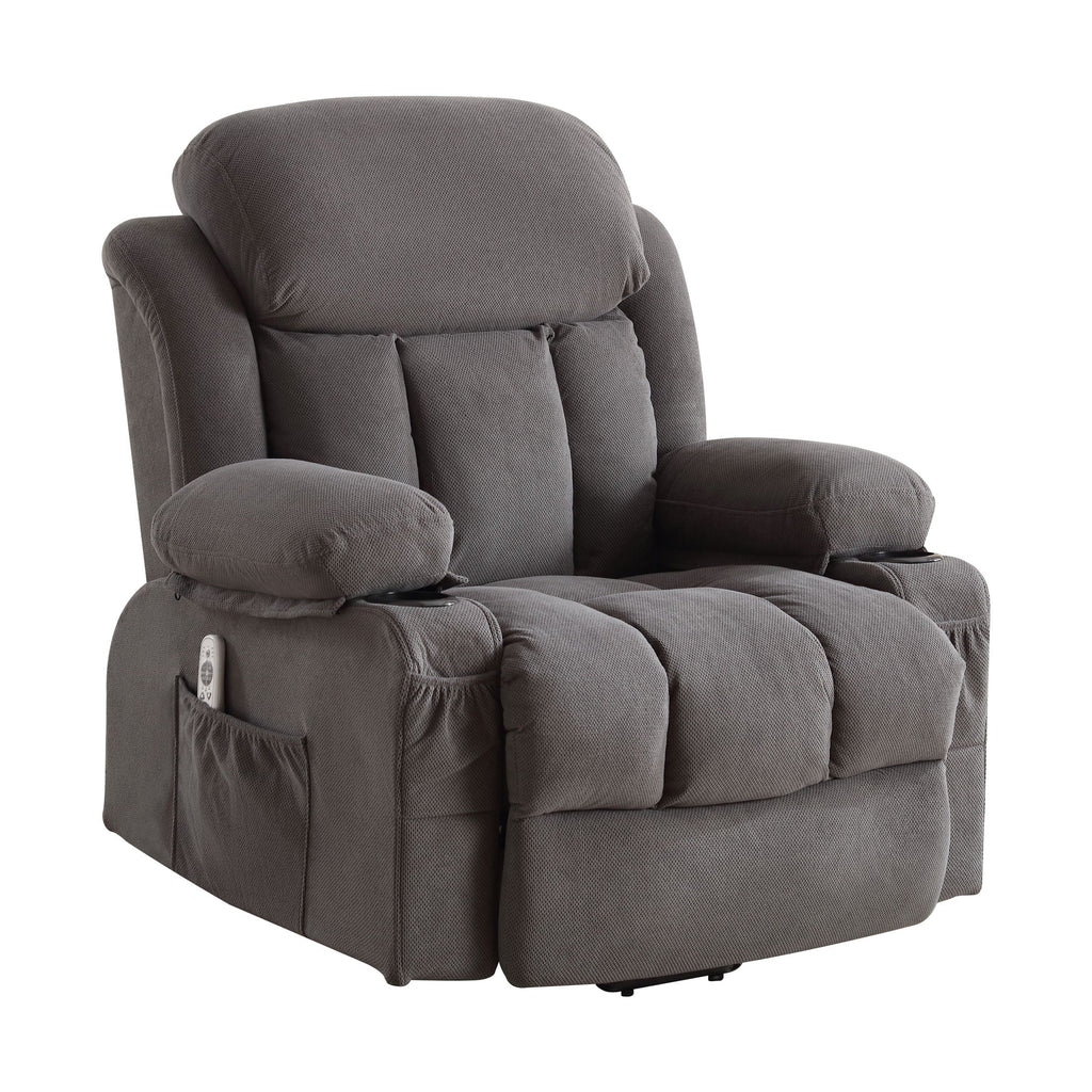 Fauteuil inclinable électrique avec chauffage, massage par vibrations, chargement USB, télécommande et poches de rangement pour personnes âgées