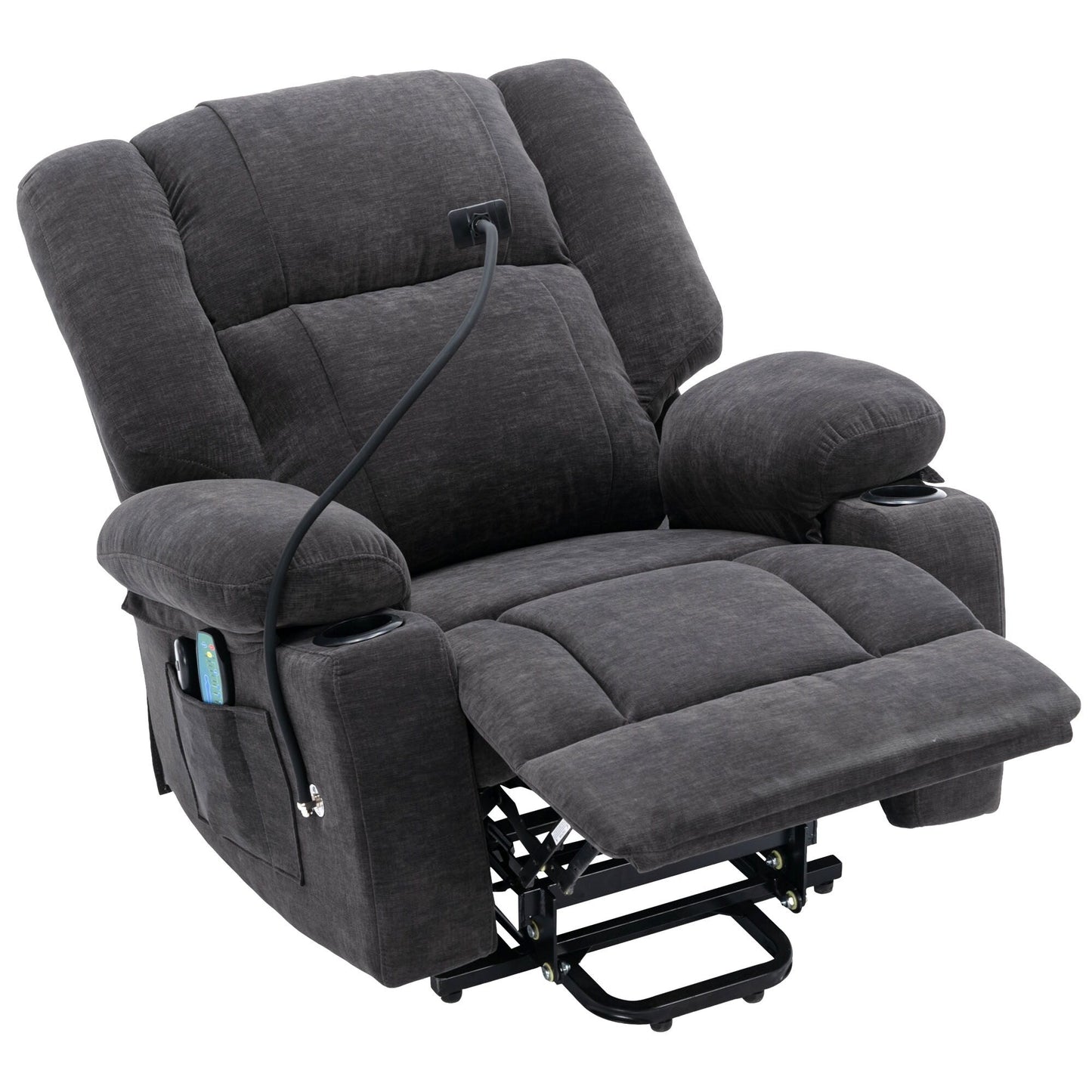 Fauteuil inclinable électrique avec massage, chauffage et support pour téléphone