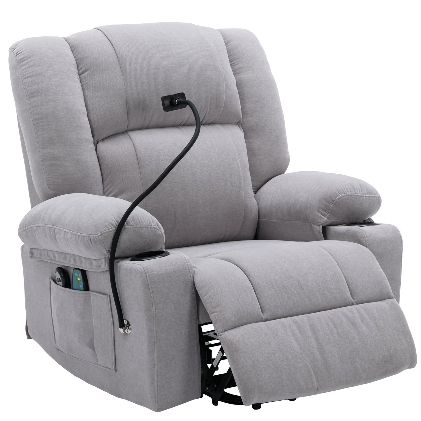 Fauteuil inclinable électrique avec massage, chauffage et support pour téléphone