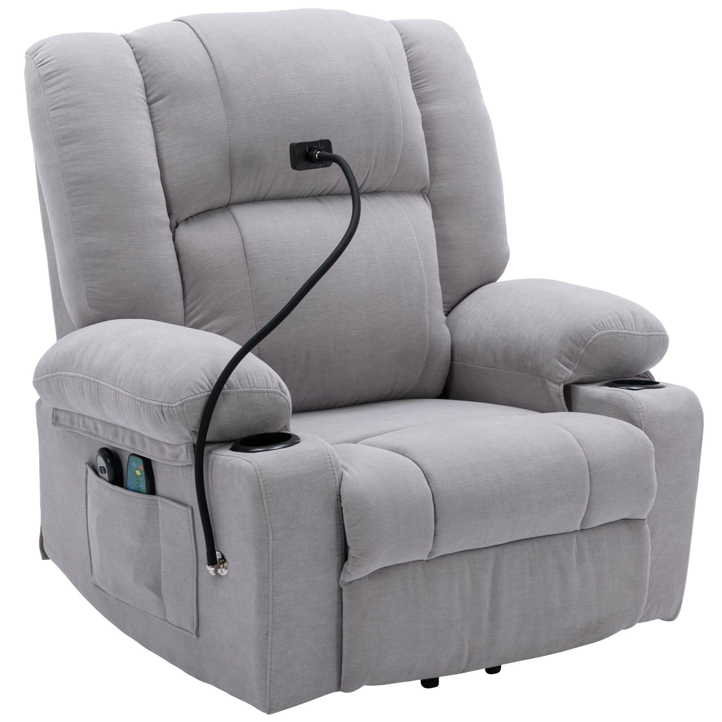 Fauteuil inclinable électrique avec massage, chauffage et support pour téléphone