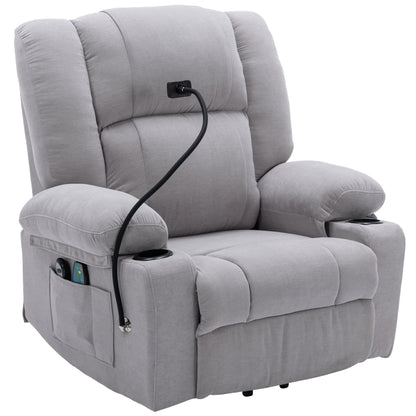 Fauteuil inclinable électrique avec massage, chauffage et support pour téléphone