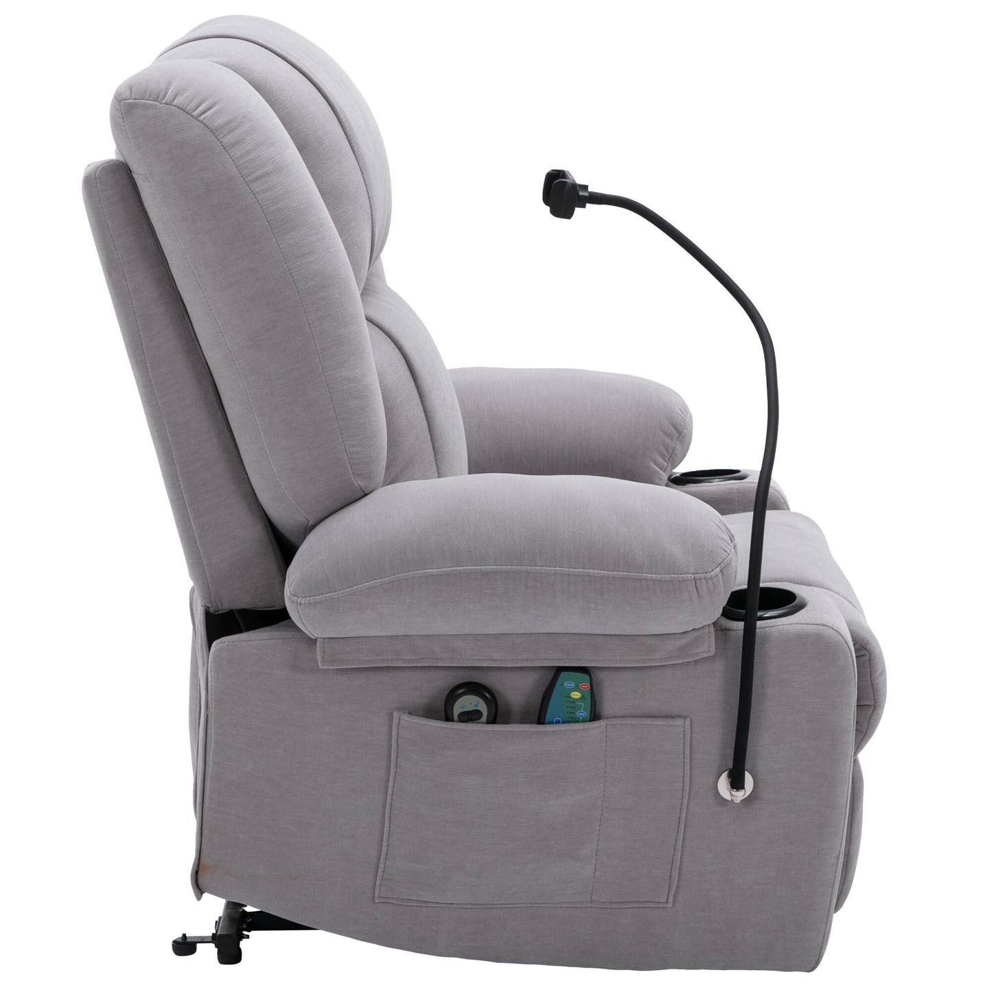 Fauteuil inclinable électrique avec massage, chauffage et support pour téléphone
