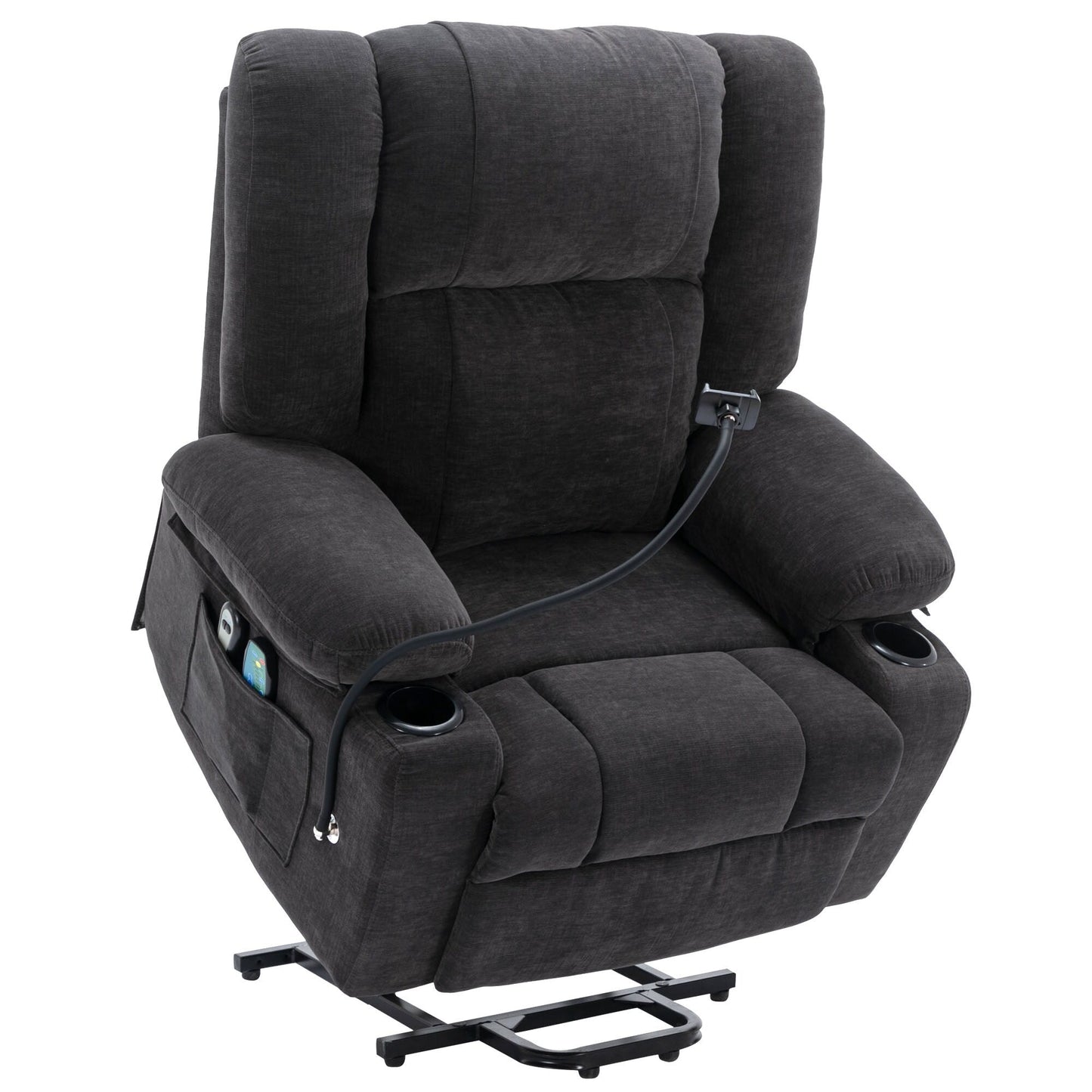 Fauteuil inclinable électrique avec massage, chauffage et support pour téléphone