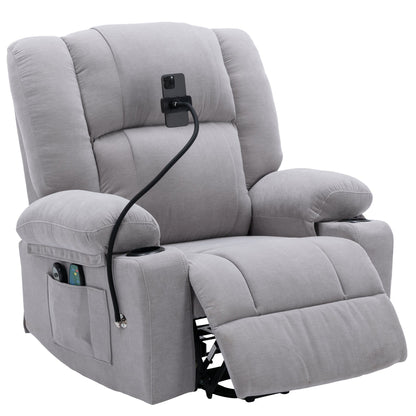 Fauteuil inclinable électrique avec massage, chauffage et support pour téléphone