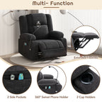Fauteuil inclinable électrique avec massage, chauffage et support pour téléphone
