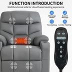 Fauteuil inclinable électrique avec massage, chauffage et ports USB