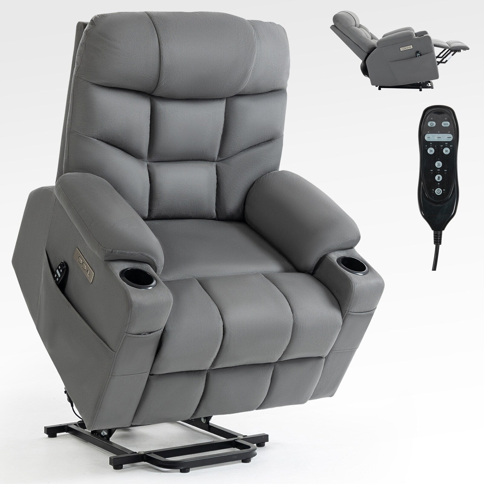 Fauteuil inclinable électrique avec massage, chauffage et ports USB