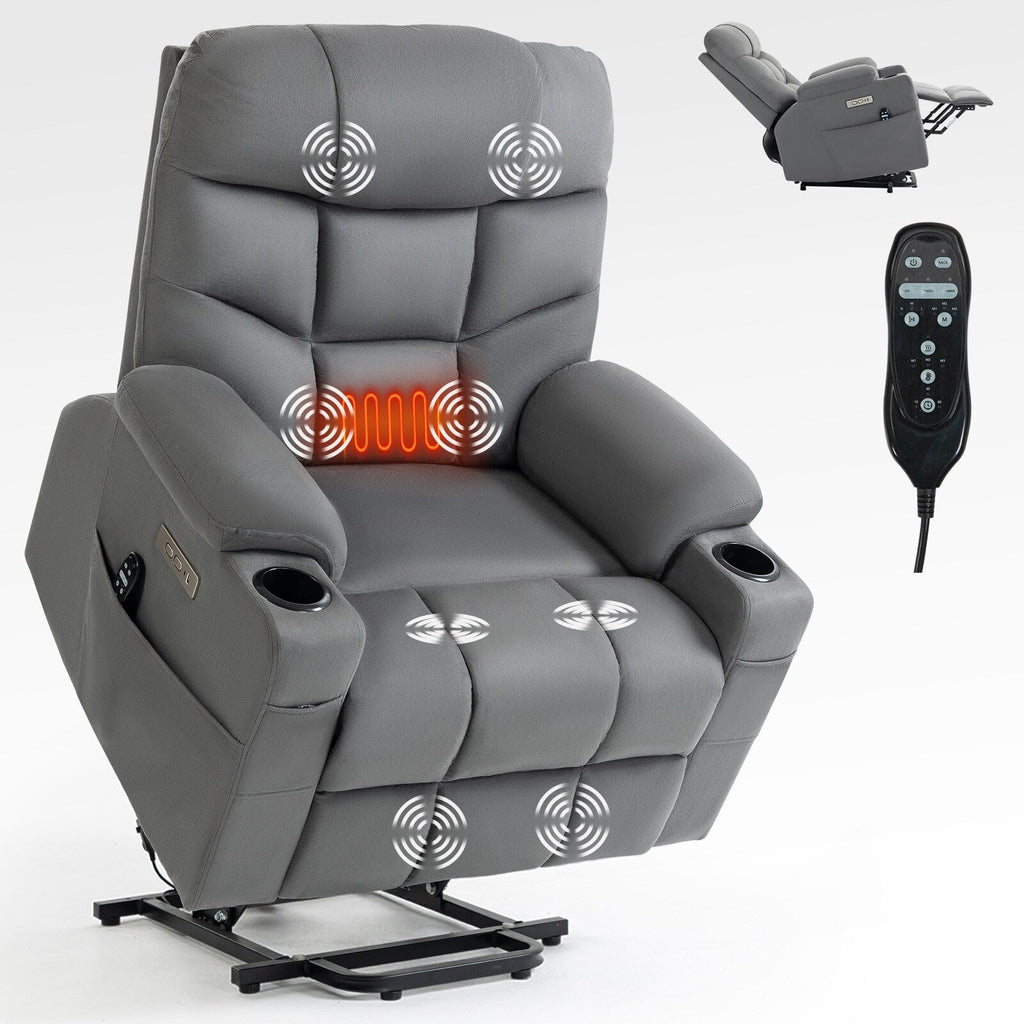 Fauteuil inclinable électrique avec massage, chauffage et ports USB