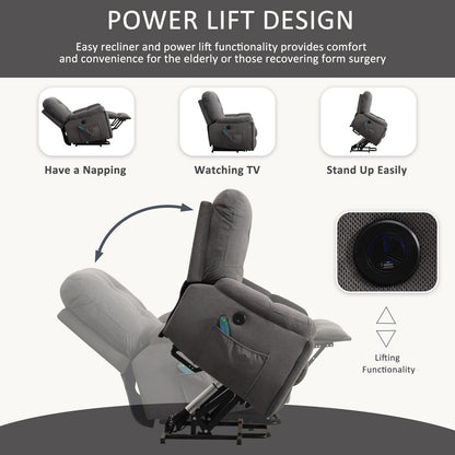 Fauteuil inclinable électrique avec massage, chauffage, chargement USB, porte-gobelets dissimulés et positions d'inclinaison réglables