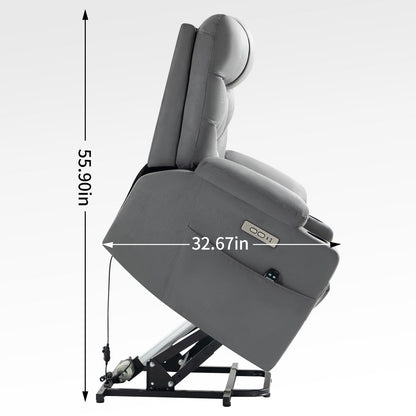 Fauteuil inclinable électrique avec moteur OKIN, massage, chauffage, port USB et porte-gobelets