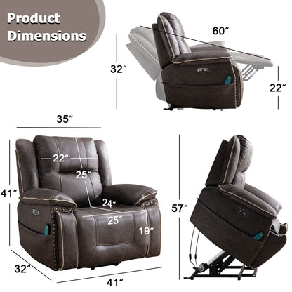 Fauteuil confortable Power Lift avec chauffage massant, porte-gobelet et port USB