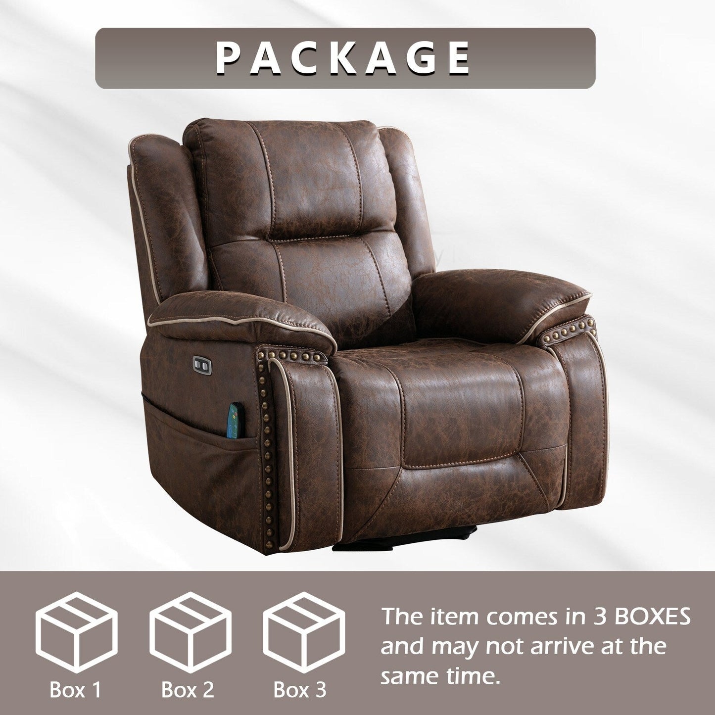 Fauteuil confortable Power Lift avec chauffage massant, porte-gobelet et port USB