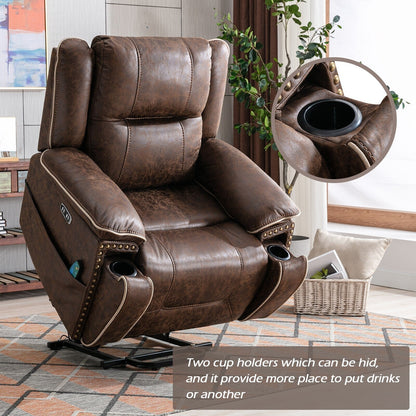 Fauteuil confortable Power Lift avec chauffage massant, porte-gobelet et port USB