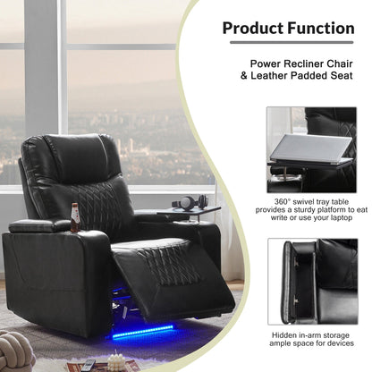 Fauteuil inclinable électrique Nestfair avec 2 porte-gobelets et plateau pivotant à 360°