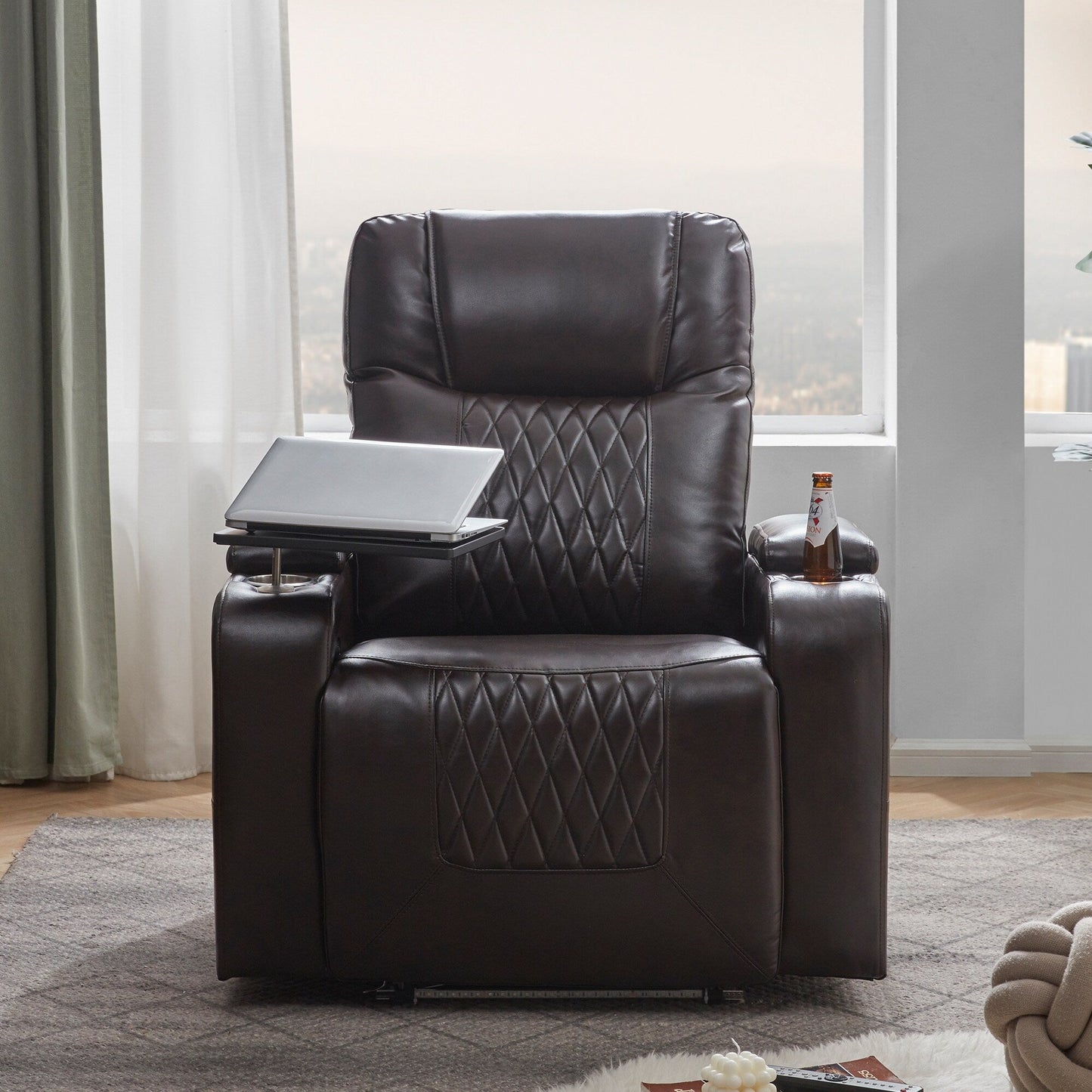 Fauteuil inclinable électrique Nestfair avec 2 porte-gobelets et plateau pivotant à 360°