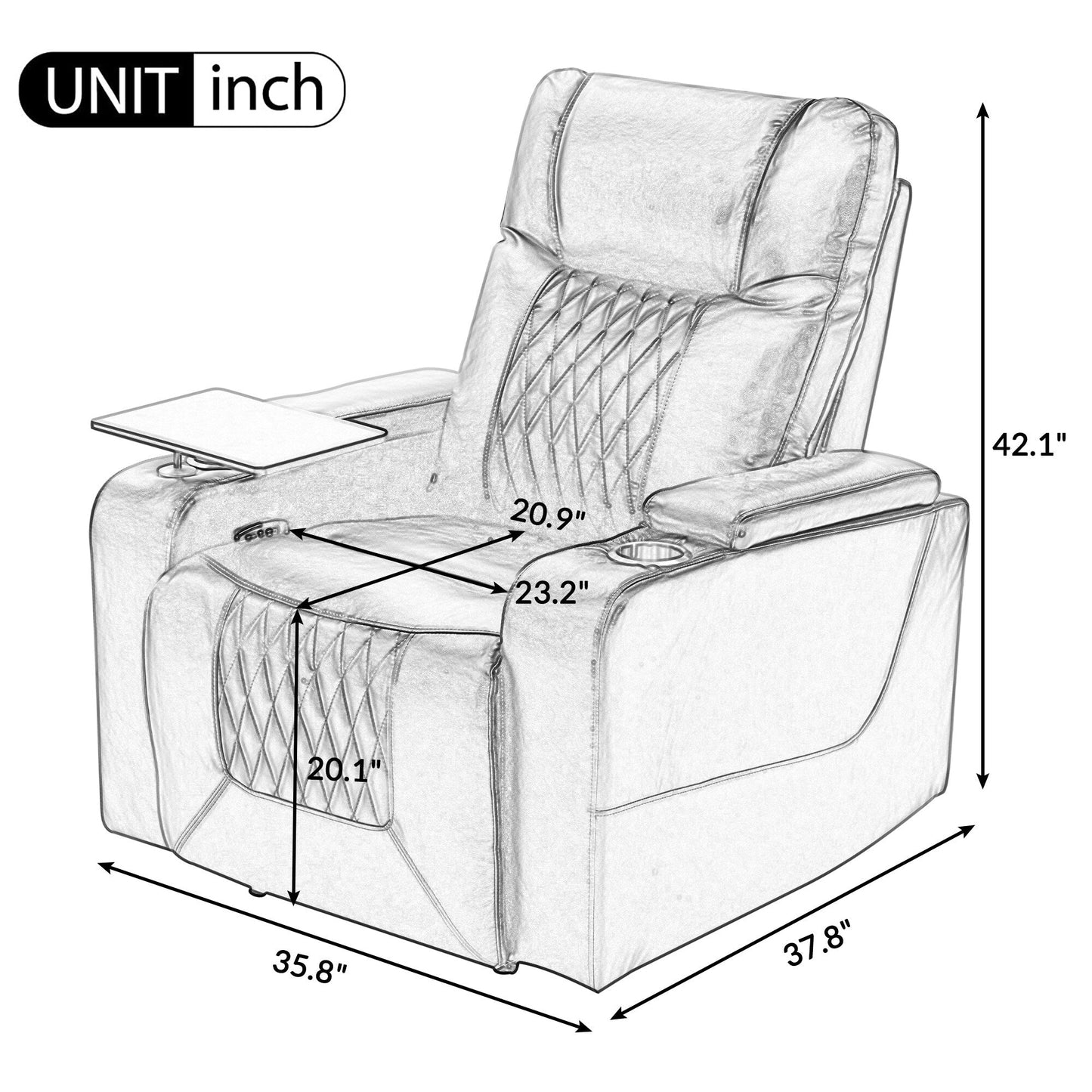 Fauteuil inclinable électrique Nestfair avec 2 porte-gobelets et plateau pivotant à 360°