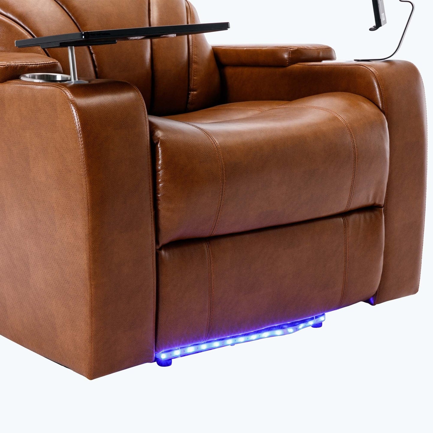 Fauteuil inclinable électrique avec port de chargement USB et rangement dissimulé des accoudoirs, avec porte-gobelet pratique et chaîne stéréo