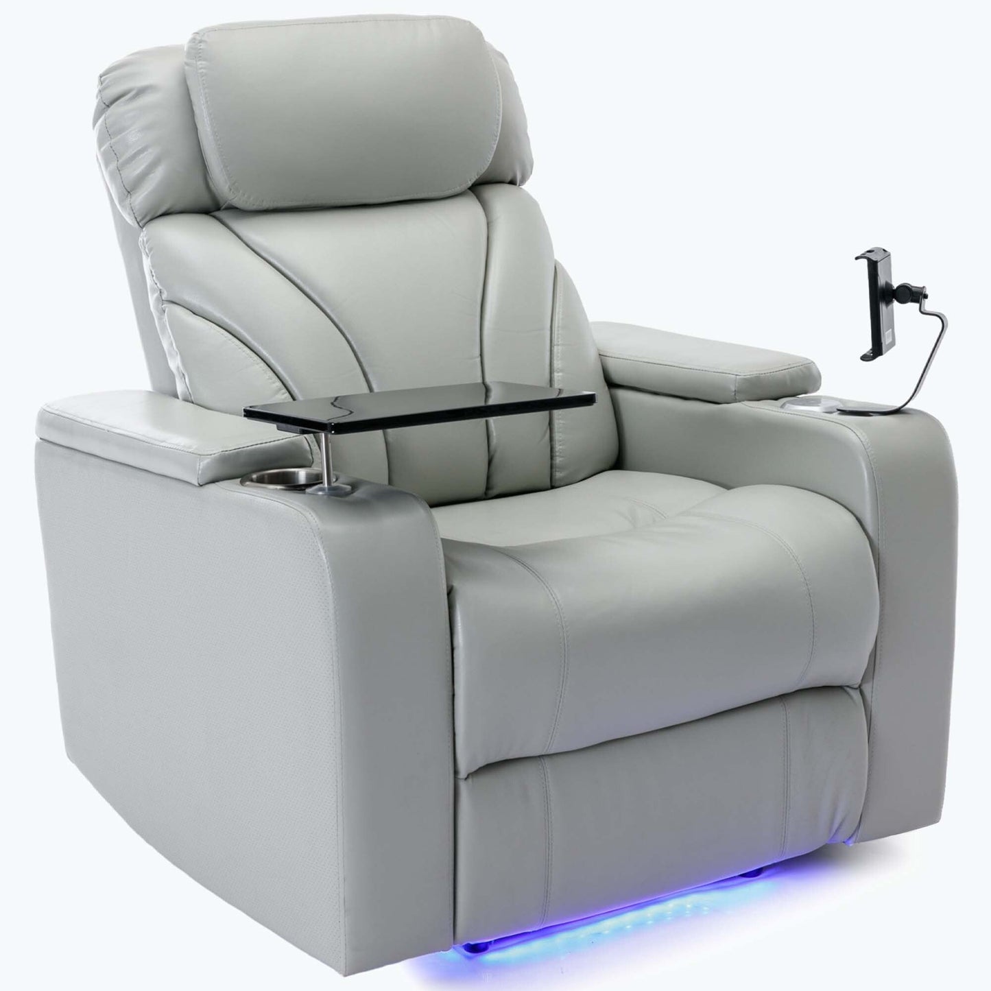 Fauteuil inclinable électrique avec port de chargement USB et rangement dissimulé des accoudoirs, avec porte-gobelet pratique et chaîne stéréo