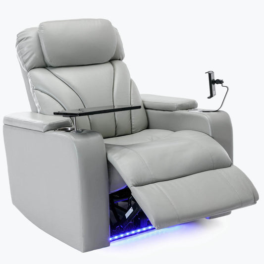 Fauteuil inclinable électrique avec port de chargement USB et rangement dissimulé des accoudoirs, avec porte-gobelet pratique et chaîne stéréo