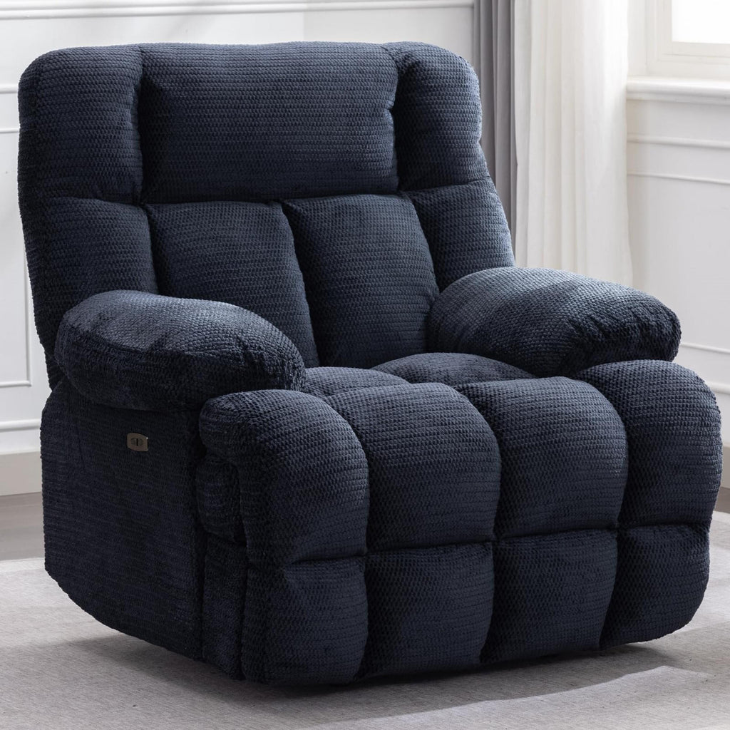 Fauteuil inclinable électrique surdimensionné Zero Gravity Big Man extra large pour salon avec port USB, siège large de 24 pouces, gris