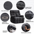 Fauteuil inclinable électrique surdimensionné, fauteuil inclinable extra large Zero Gravity pour salon avec port USB 43 x 39 x 43 cm