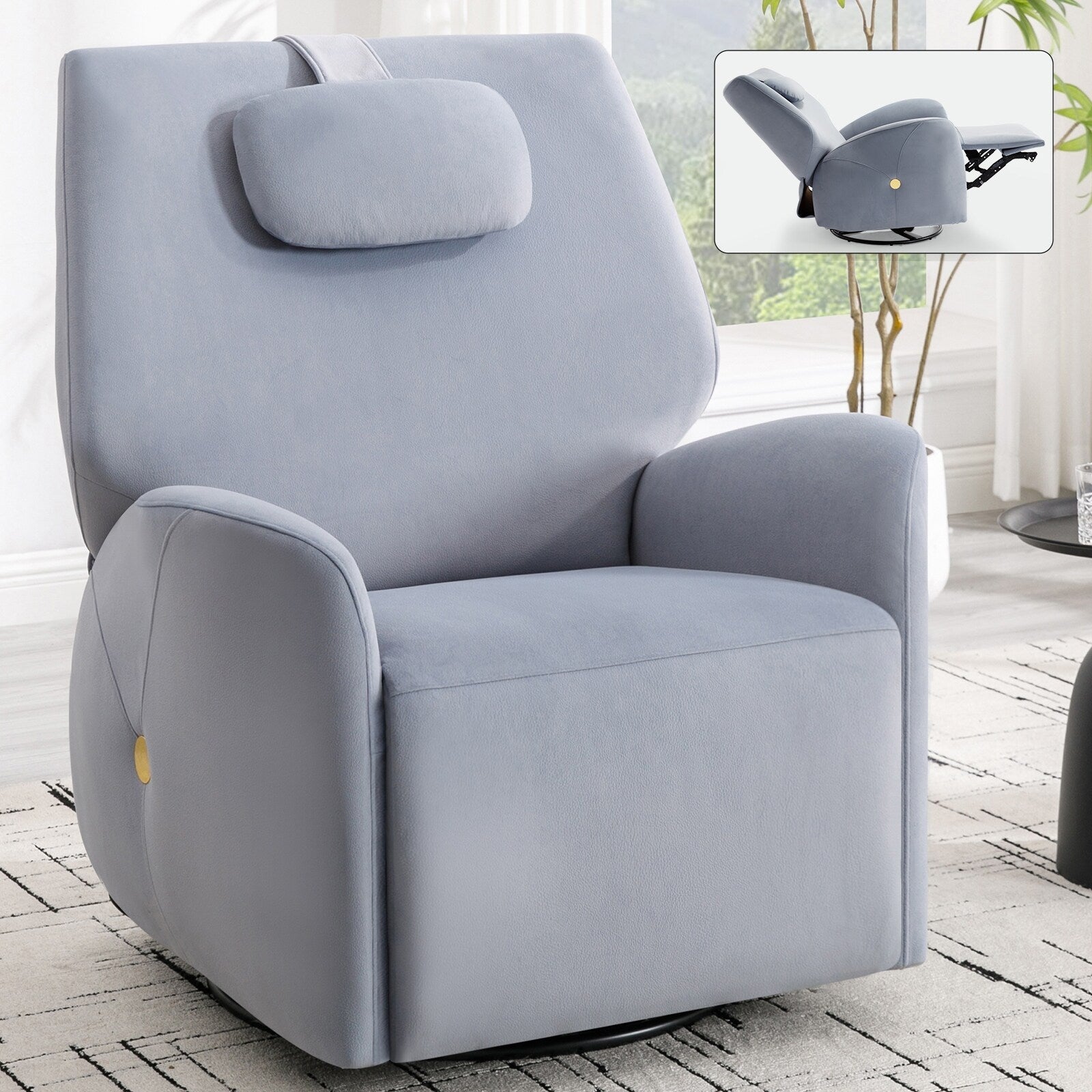 Fauteuil inclinable électrique pivotant à 270°, mouvement de bascule, soutien lombaire et cervical, ports de charge USB et Type-C, assemblage facile