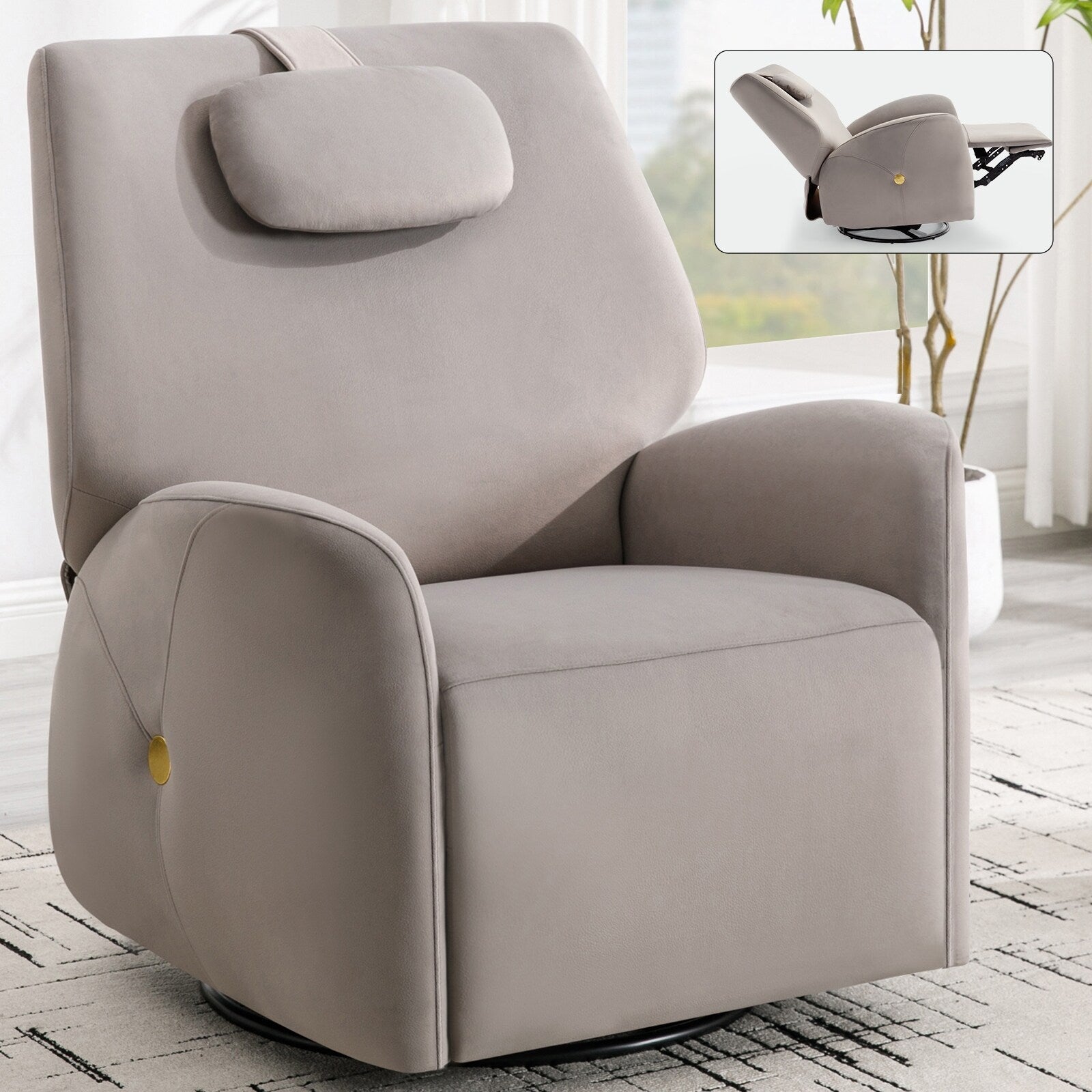 Fauteuil inclinable électrique pivotant à 270°, mouvement de bascule, soutien lombaire et cervical, ports de charge USB et Type-C, assemblage facile