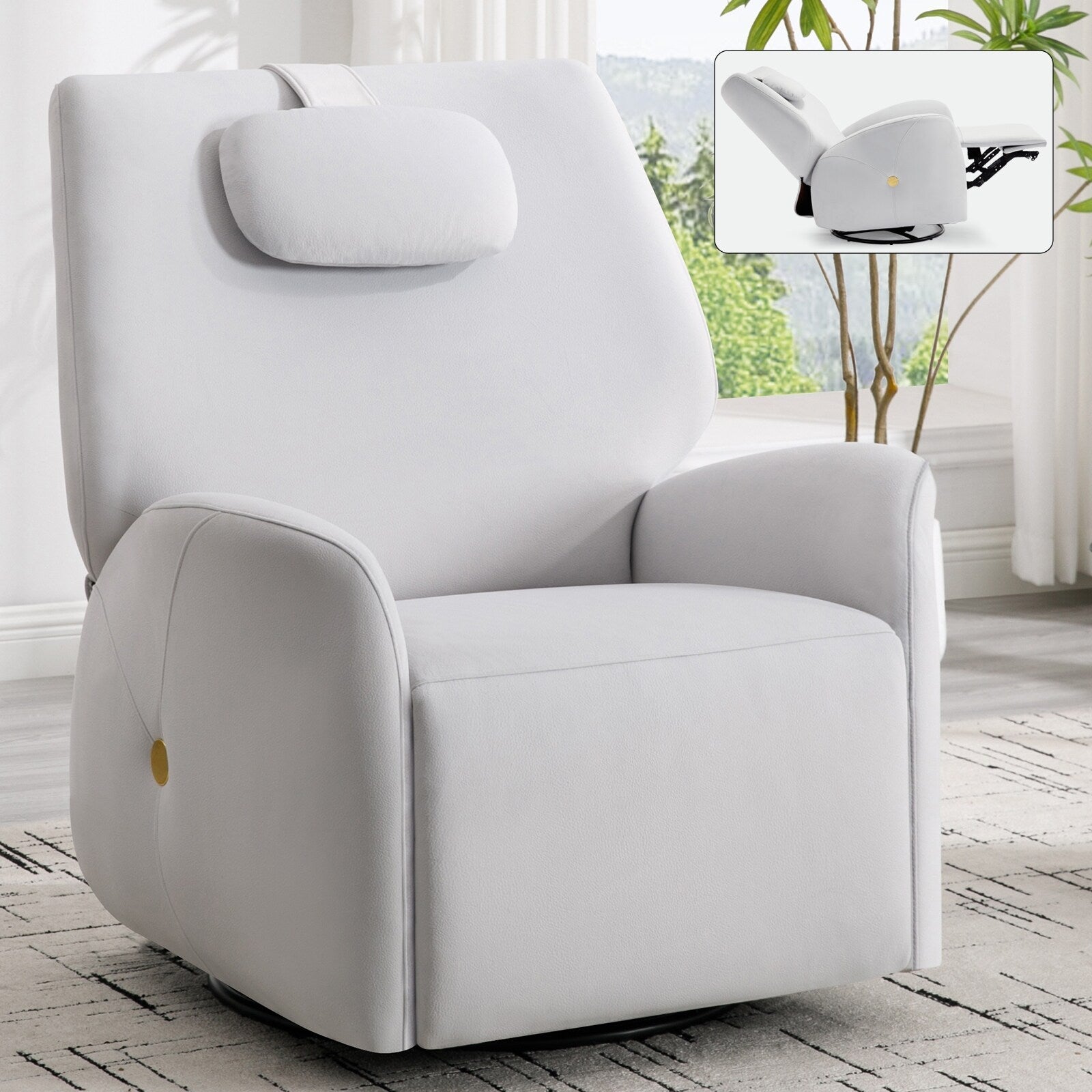 Fauteuil inclinable électrique pivotant à 270°, mouvement de bascule, soutien lombaire et cervical, ports de charge USB et Type-C, assemblage facile