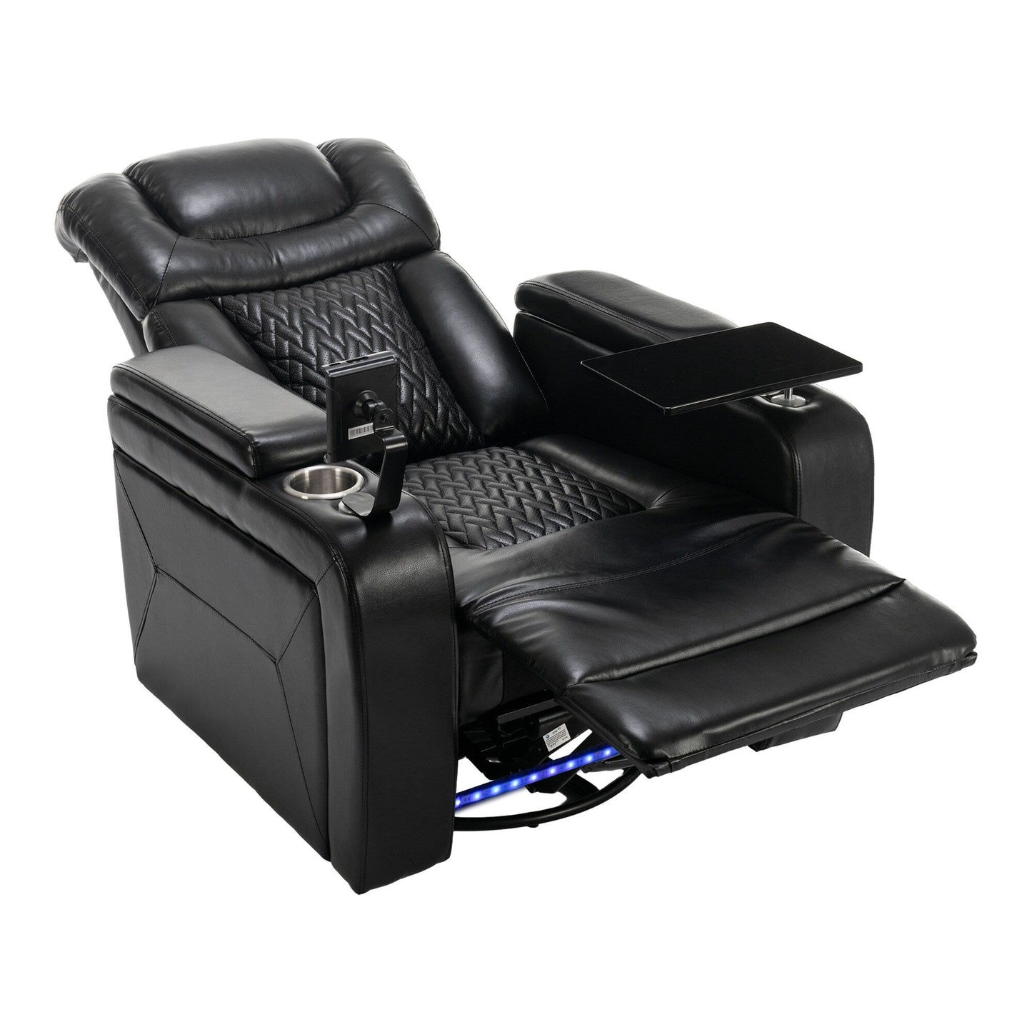 Fauteuil inclinable électrique pivotant à 270°, plateau, port USB et porte-gobelets