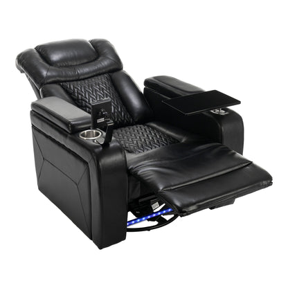 Fauteuil inclinable électrique pivotant à 270°, plateau, port USB et porte-gobelets