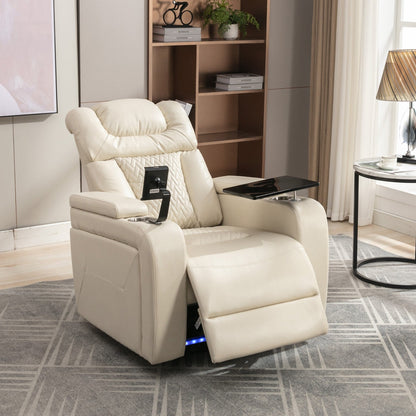 Fauteuil inclinable électrique pivotant à 270°, plateau, port USB et porte-gobelets