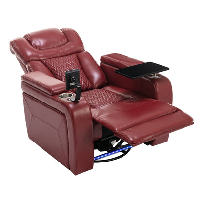 Fauteuil inclinable électrique pivotant à 270°, plateau, port USB et porte-gobelets