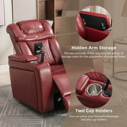 Fauteuil inclinable électrique pivotant à 270°, plateau, port USB et porte-gobelets