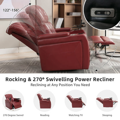 Fauteuil inclinable électrique pivotant à 270°, plateau, port USB et porte-gobelets