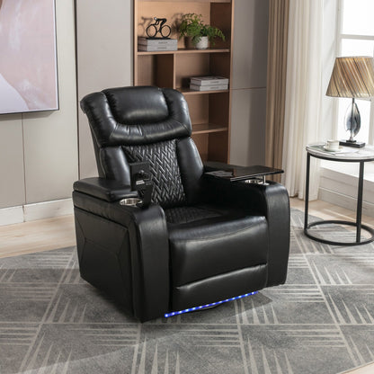 Fauteuil inclinable électrique pivotant à 270°, plateau, port USB et porte-gobelets