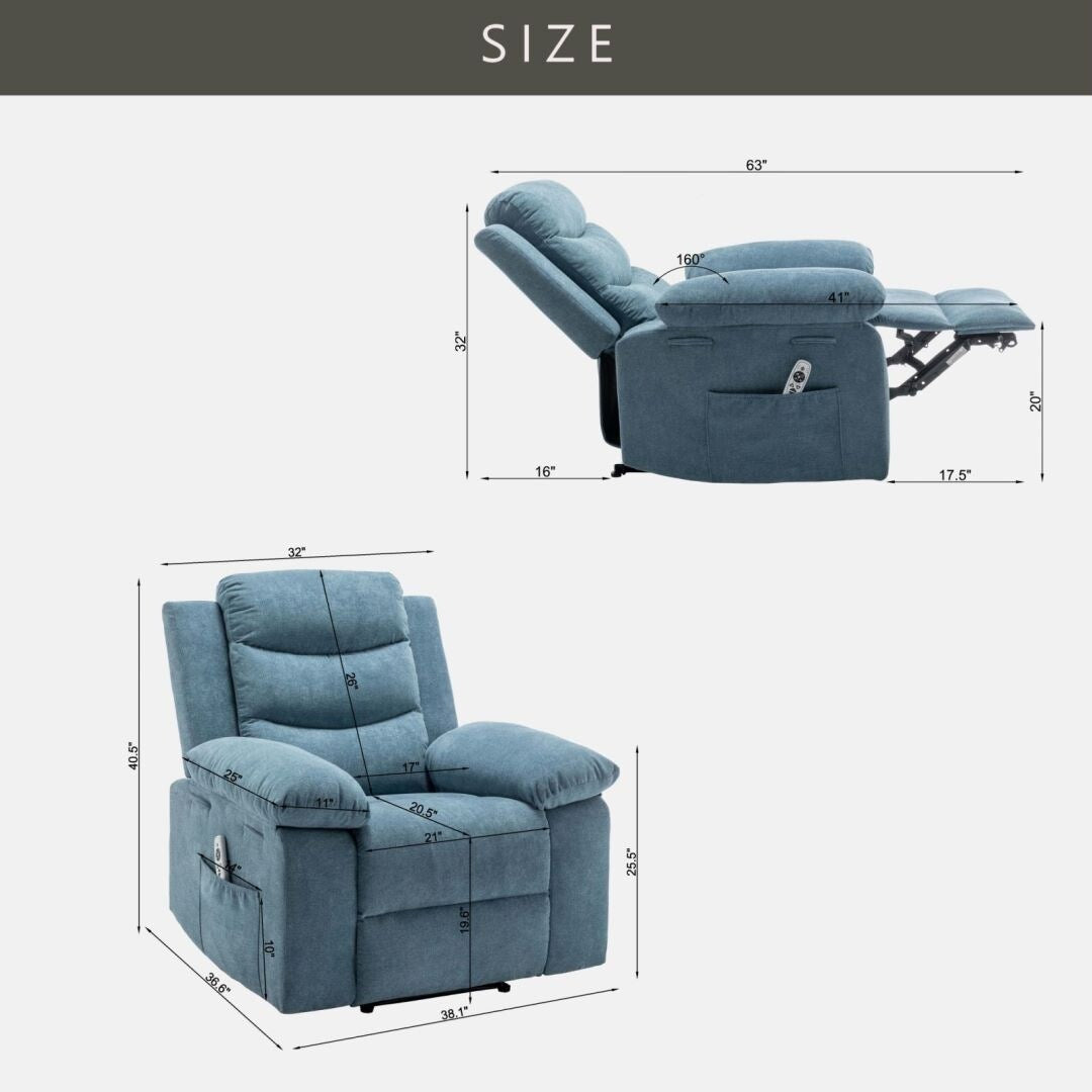 Fauteuil inclinable électrique avec fonction de massage réglable pour le salon