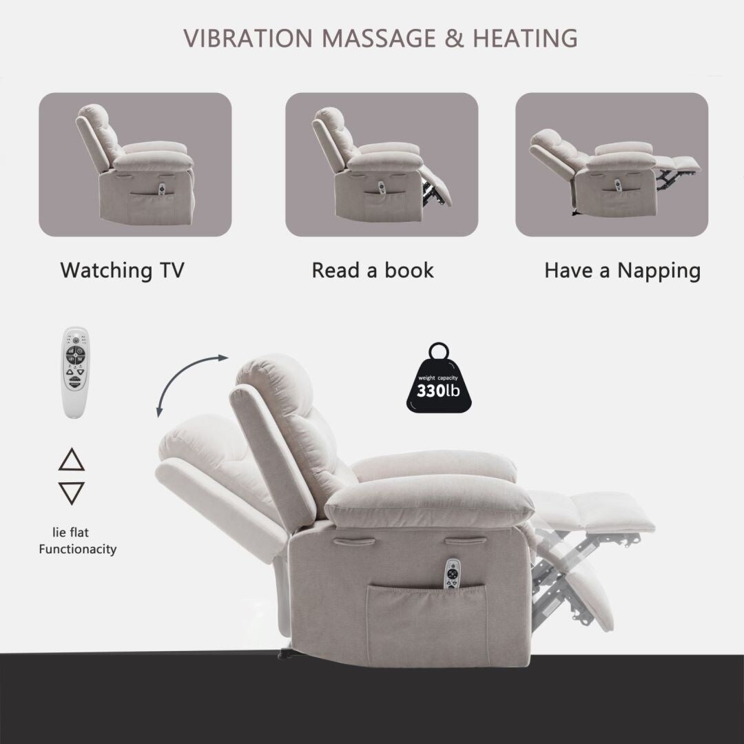 Fauteuil inclinable électrique avec fonction de massage réglable pour le salon