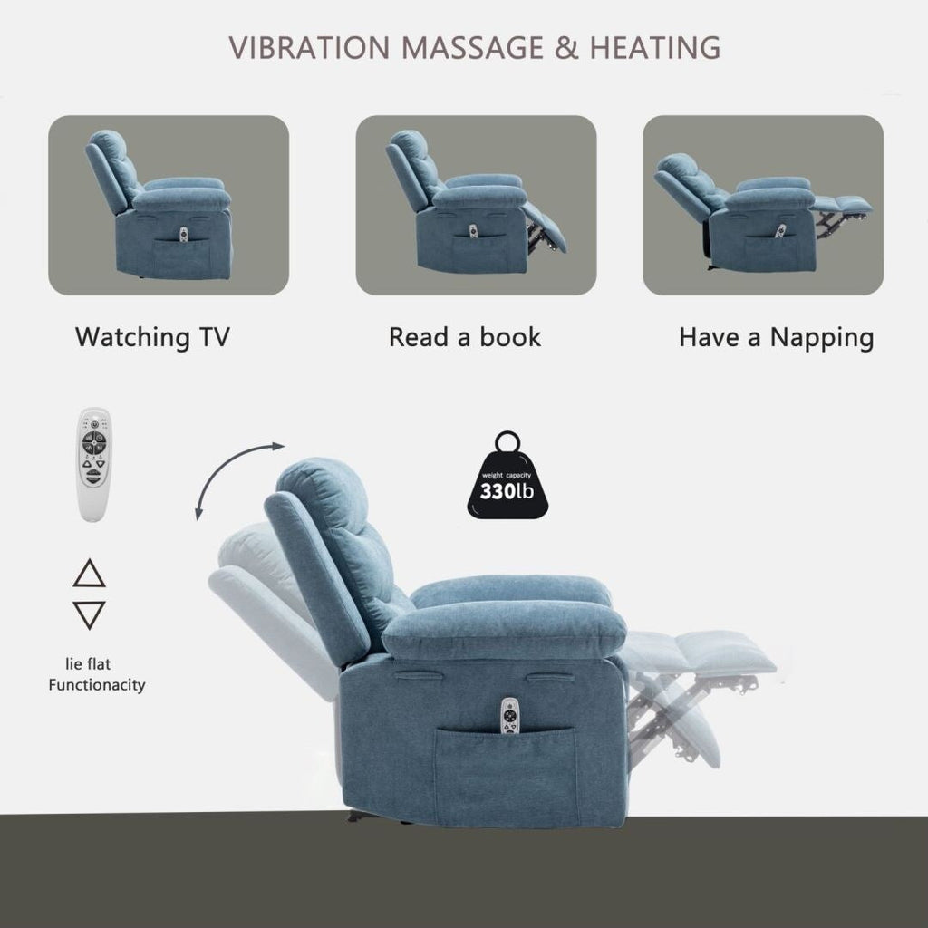 Fauteuil inclinable électrique avec fonction de massage réglable pour le salon