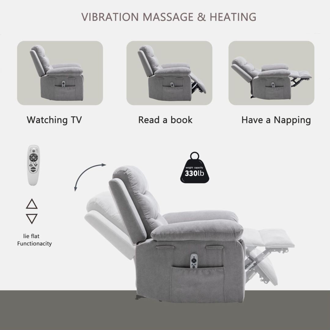 Fauteuil inclinable électrique avec fonction de massage réglable pour le salon